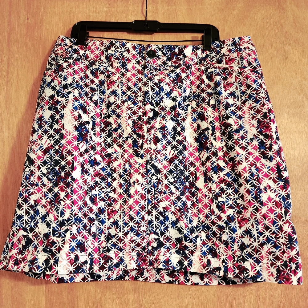 Plus Sz Skorts Red White & Navy 18W Geometric Golf Skirt
